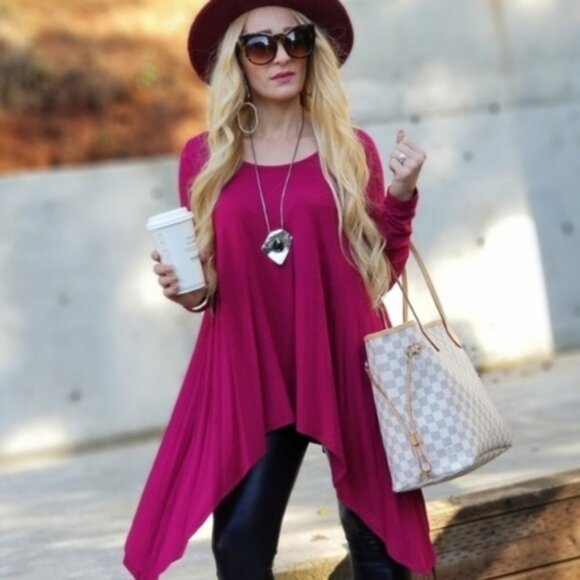 JACKIE Tunic Top - Magenta Pink MADE IN USA - Picture 1 of 4